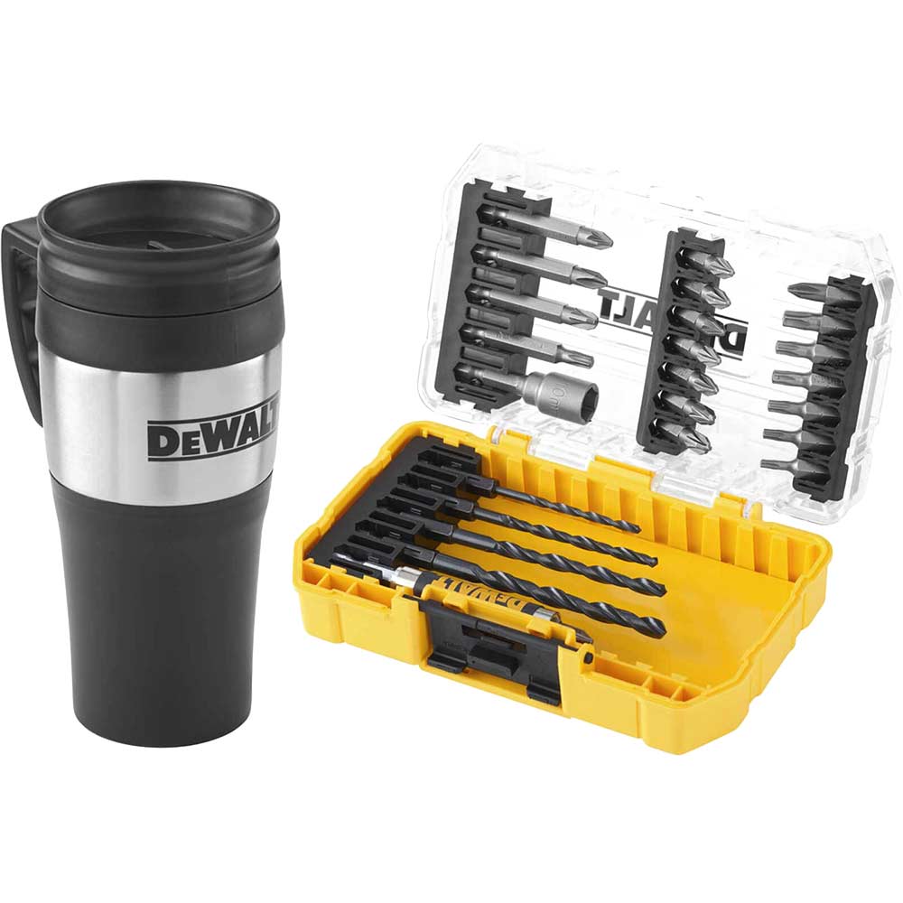 Image of DeWalt 25 Piece Hex Shank Drill and Screwdriver Bit Set / Mug in Tough Case