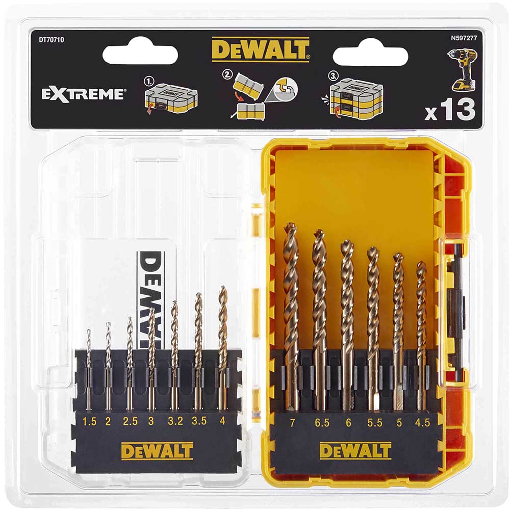 Image of DeWalt 13 Piece Extreme 2 HSSG Metal Drill Bit Set in Tough Case