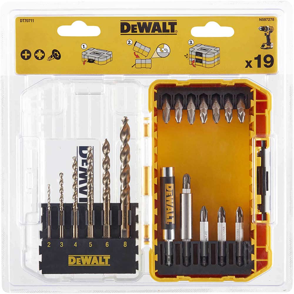 Image of DeWalt 19 Piece Extreme 2 Metal Drill and Screwdriver Bit Set in Tough Case