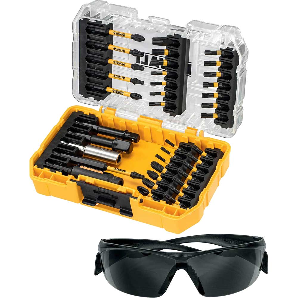 Image of DeWalt 38 Piece FlexTorq Impact Screwdriver Bit Set and Safety Glasses