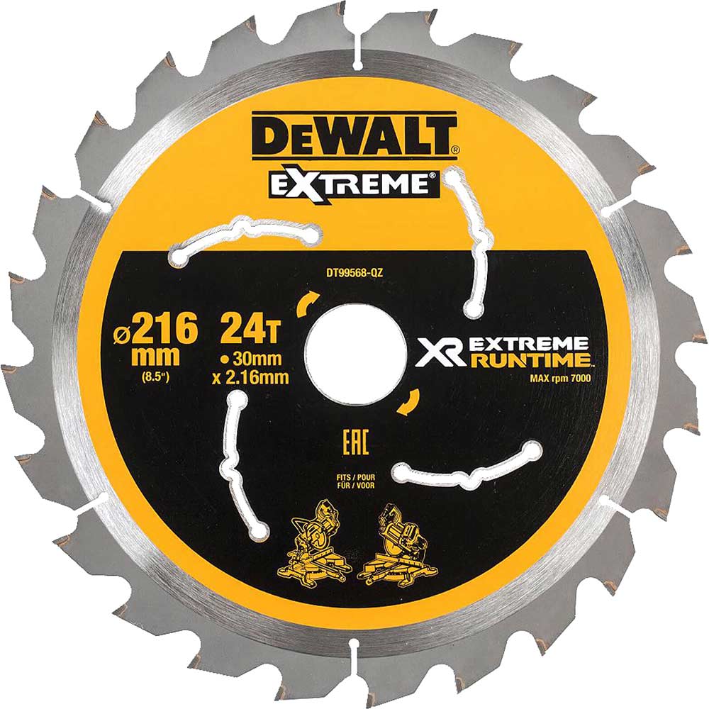 Image of DeWalt Extreme Runtime Circular Saw Blade 216mm 24T 30mm