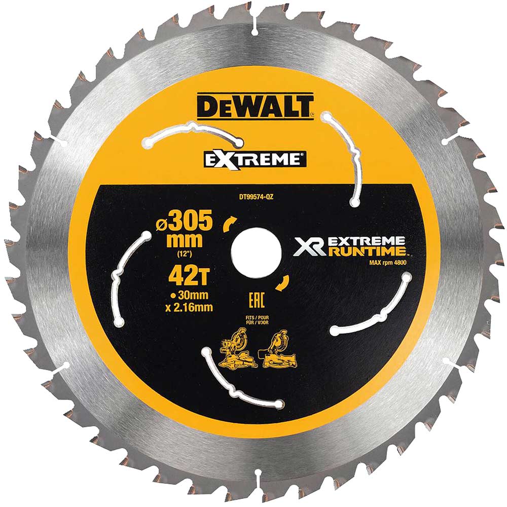 Image of DeWalt Cordless XR FLEXVOLT Mitre Saw Blade 305mm 42T 30mm