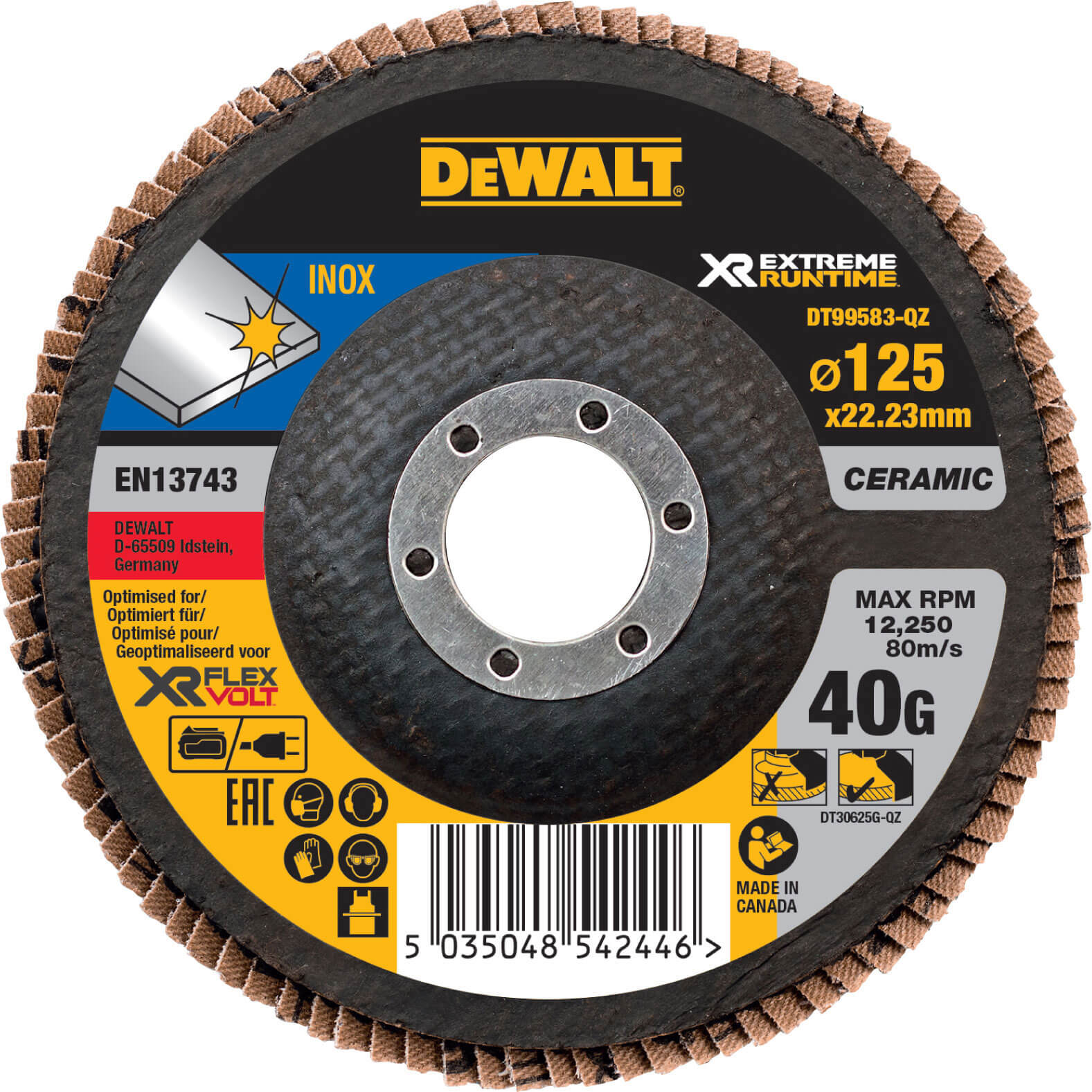 Image of DeWalt Extreme Runtime Flap Disc 125mm 125mm 40g Pack of 1