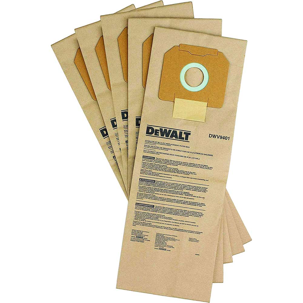 DeWalt Paper Filter Bag for DWV902M Dust Extractor Pack of 5
