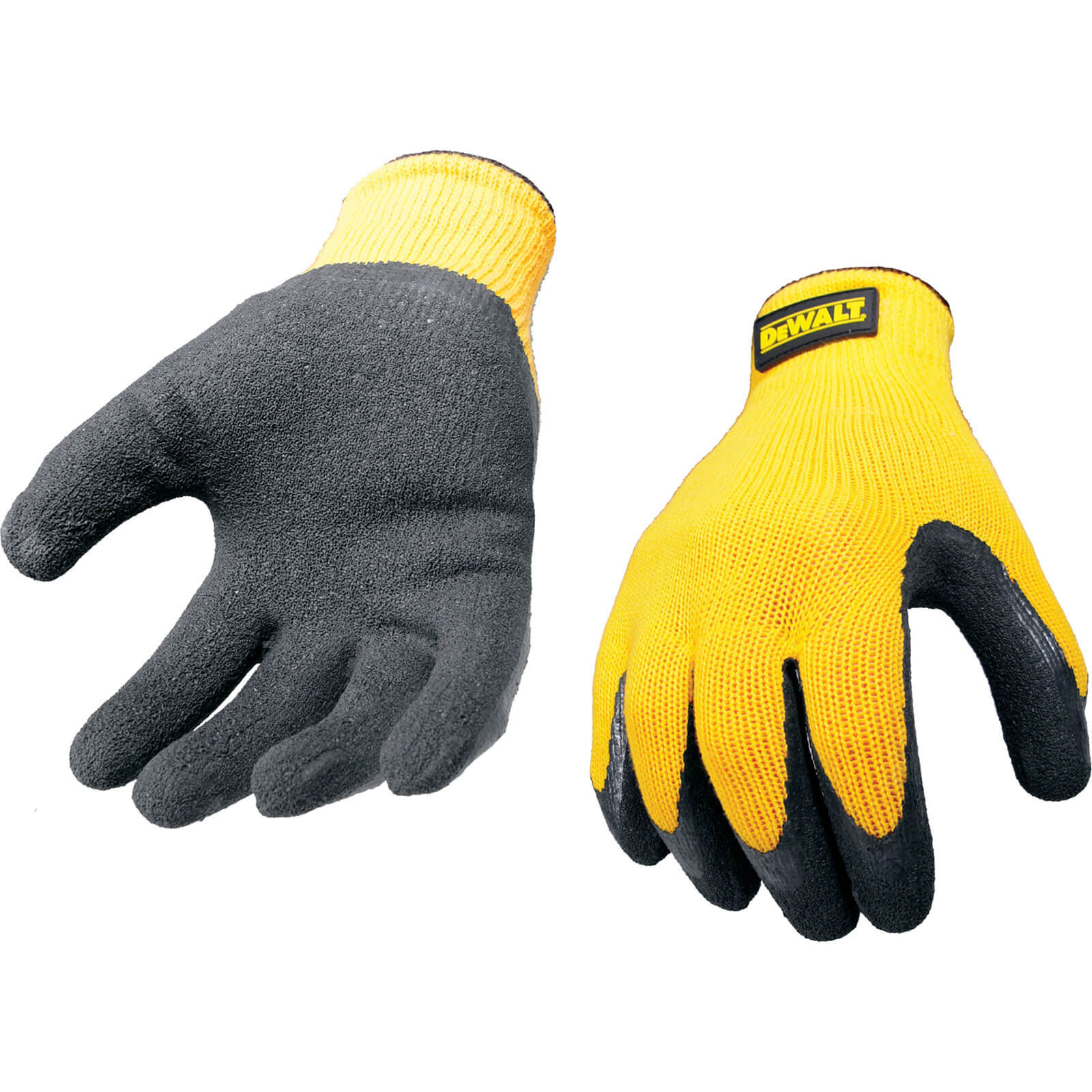 Image of DeWalt Yellow Knit Back Latex Gloves Yellow / Grey L