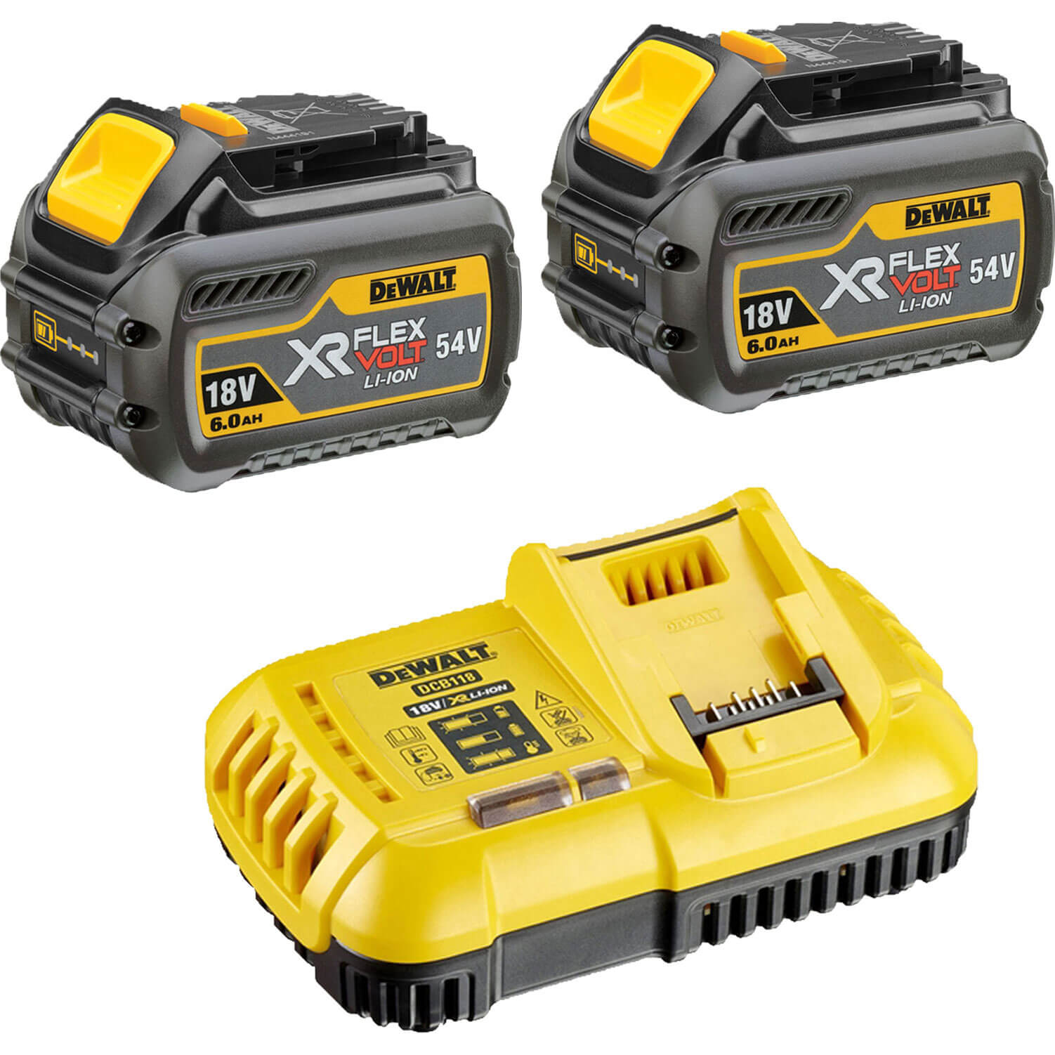 Photos - Power Tool Battery DeWALT 54v XR Cordless FLEXVOLT Twin Li-ion Battery and Fast Charger Pack 