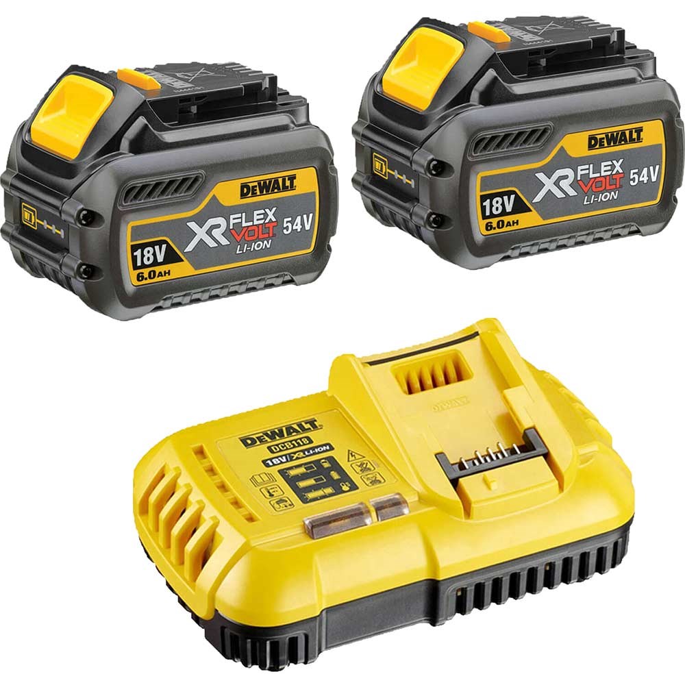 DeWalt 54v XR Cordless FLEXVOLT Twin Li-ion Battery and Fast Charger Pack  6ah