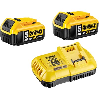 DeWalt 18v XR Cordless Twin Li-ion Battery and Fast Charger Pack 5ah