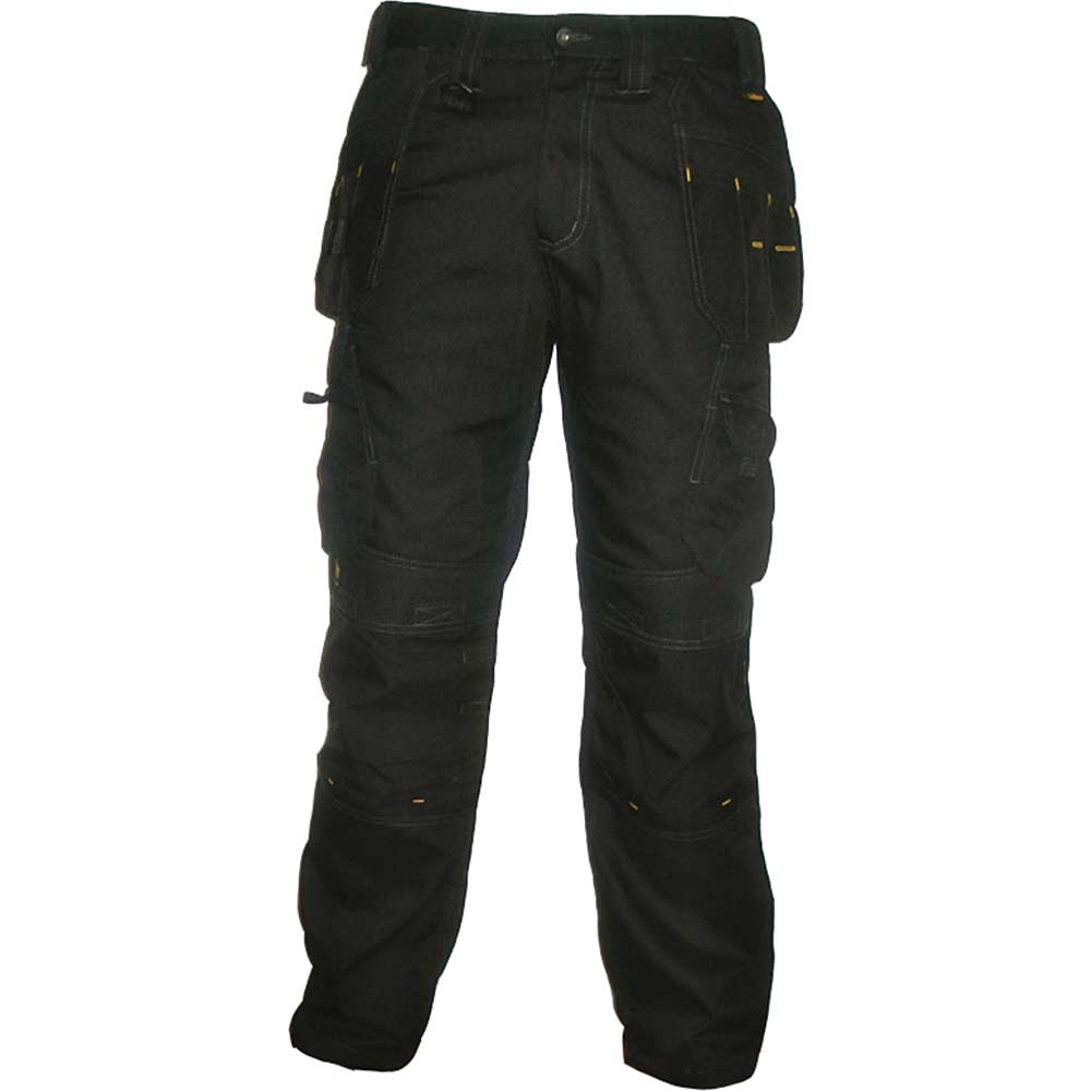 Image of DeWalt Mens Pro Canvas Work Trousers Black 34" 31"