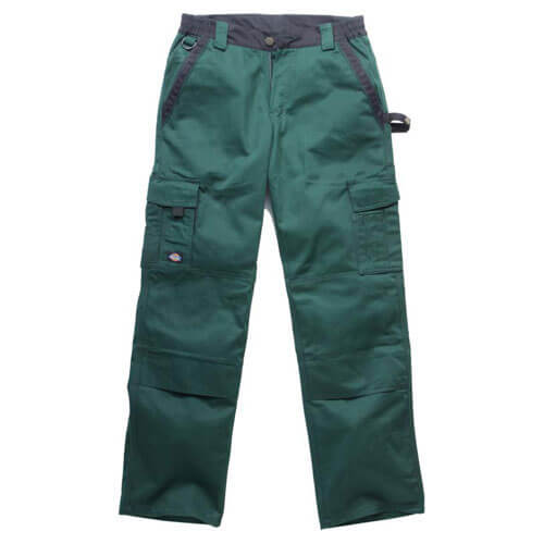Image of Dickies Mens Industry 300 Two Tone Work Trousers Green / Black 42" 33"