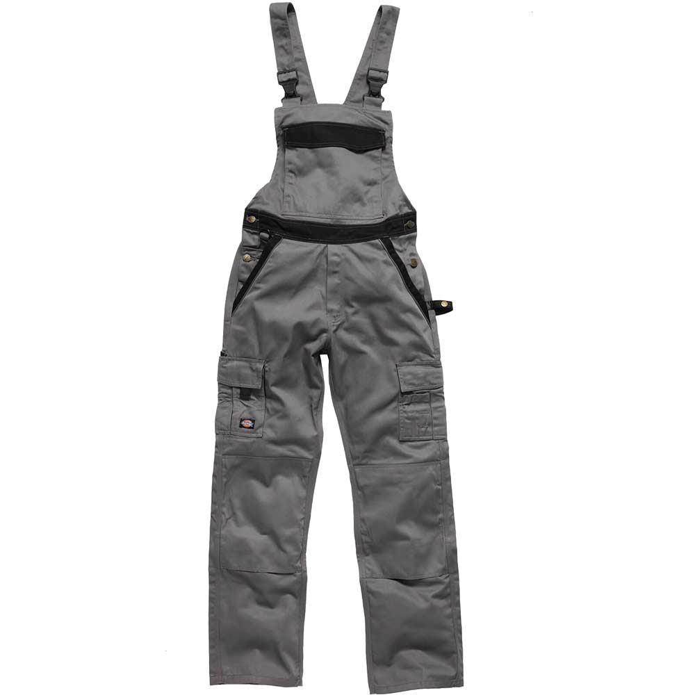 Image of Dickies Mens Industry 300 Two Tone Work Bib and Brace Grey / Black 38" 35"