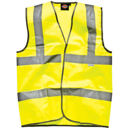 Image of Dickies Hi Vis Safety Highway Waistcoat Yellow XL