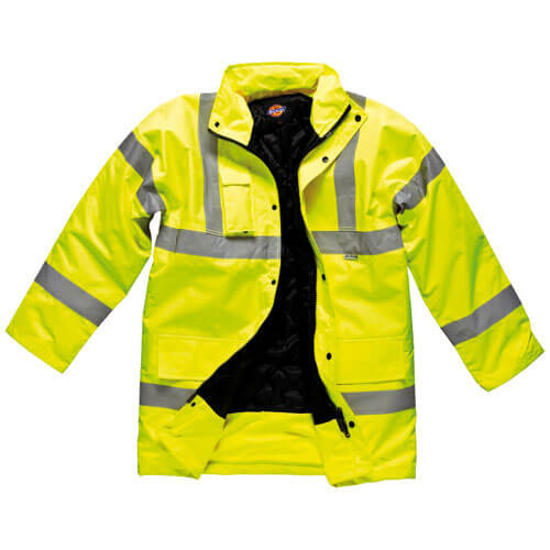 Image of Dickies Mens Hi Vis Motorway Safety Jacket Yellow 2XL