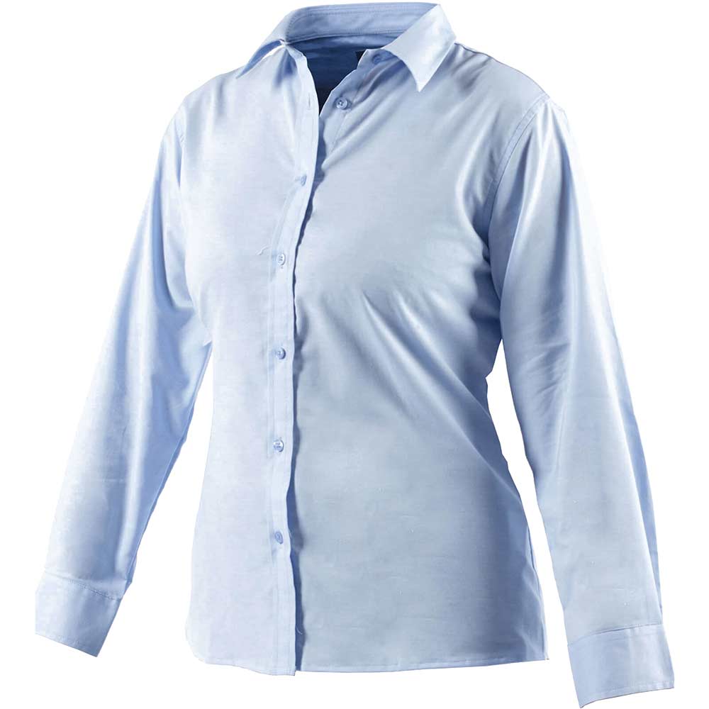 Image of Dickies Ladies Oxford Weave Long Sleeve Shirt Blue Size 14