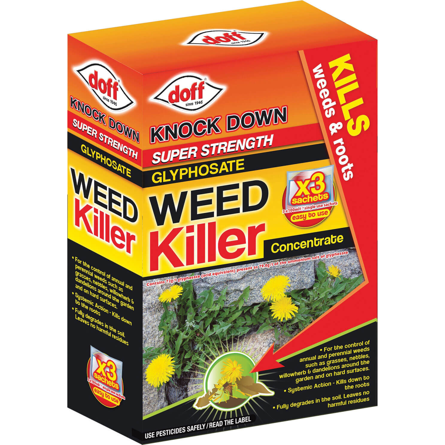 Image of Doff Super Strength Glyphosate Weed Killer Concentrate Pack of 3