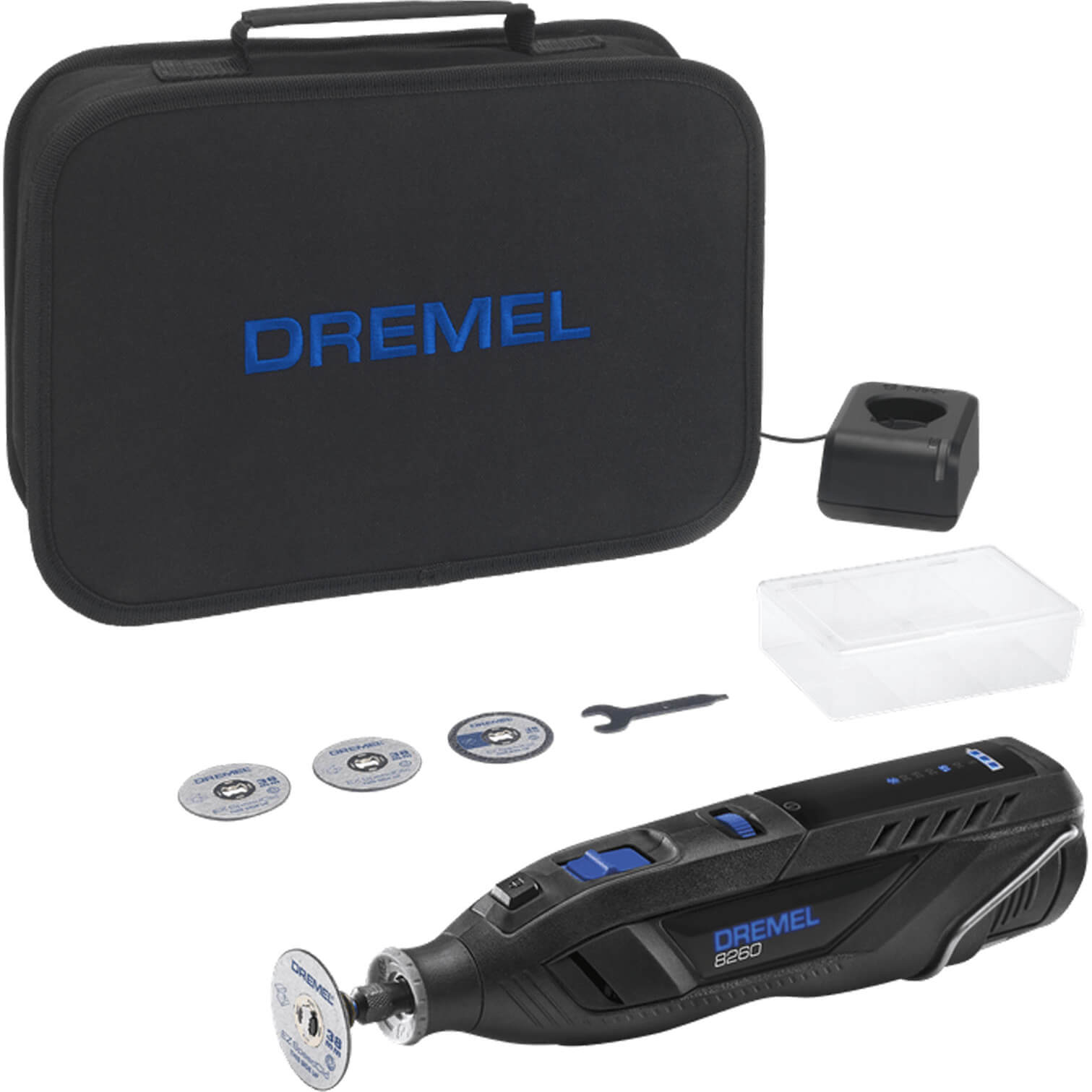 Image of Dremel 8260 12v Cordless Brushless Rotary Multi Tool and 5 Accessories 1 x 3ah Li-ion Charger Case