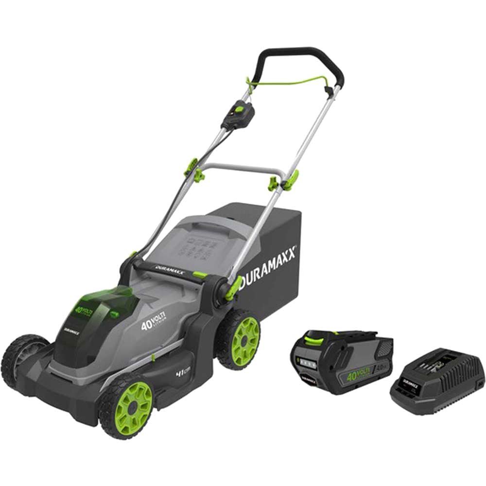 Image of Duramaxx DM40LM41 40v Cordless Rotary Lawnmower 410mm 1 x 4ah Li-ion Charger