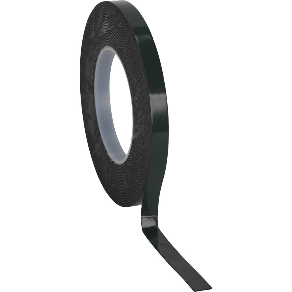 Sealey Double Sided Adhesive Foam Tape Black 12mm 10m in UK Specification