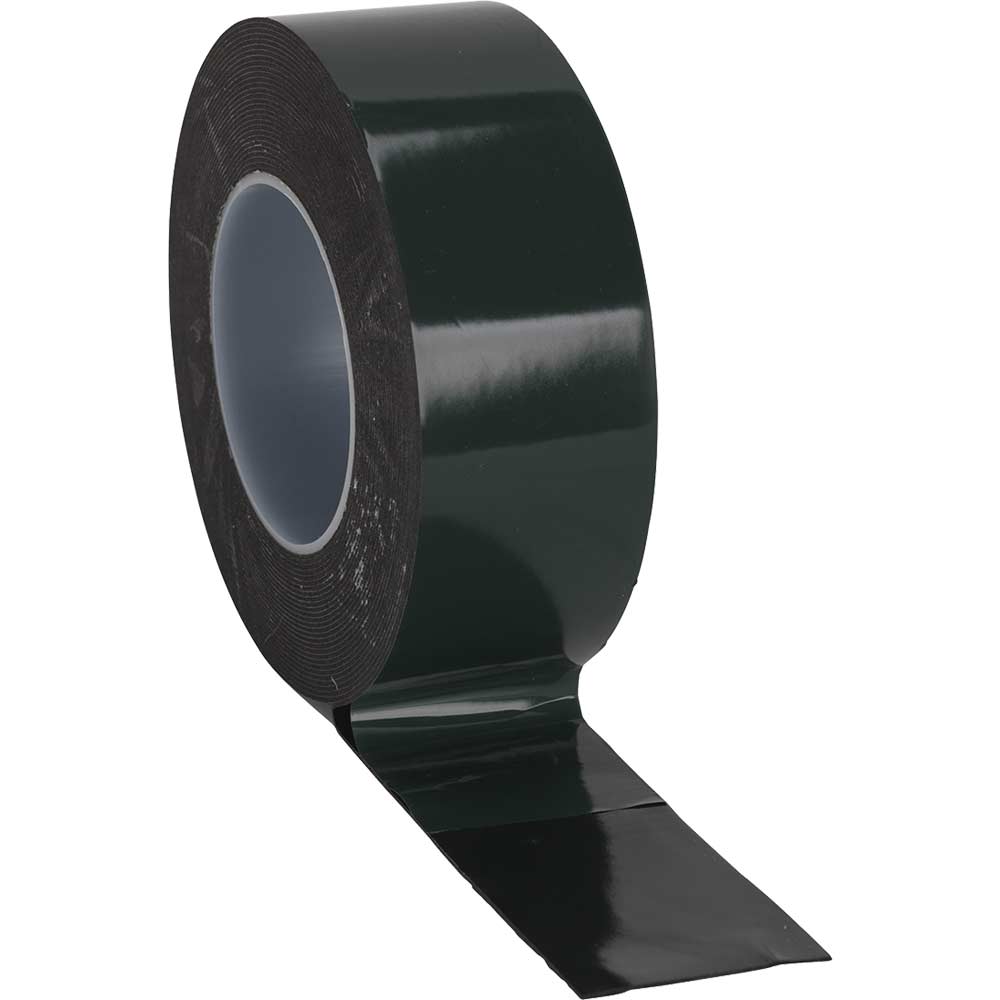 Sealey Double Sided Adhesive Foam Tape Black 50mm 10m in UK Specification