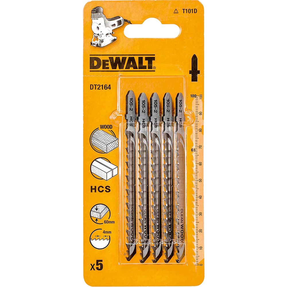 Photos - Power Tool Accessory DeWALT T101D HCS Wood Cutting Jigsaw Blades Pack of 5 DT2164 