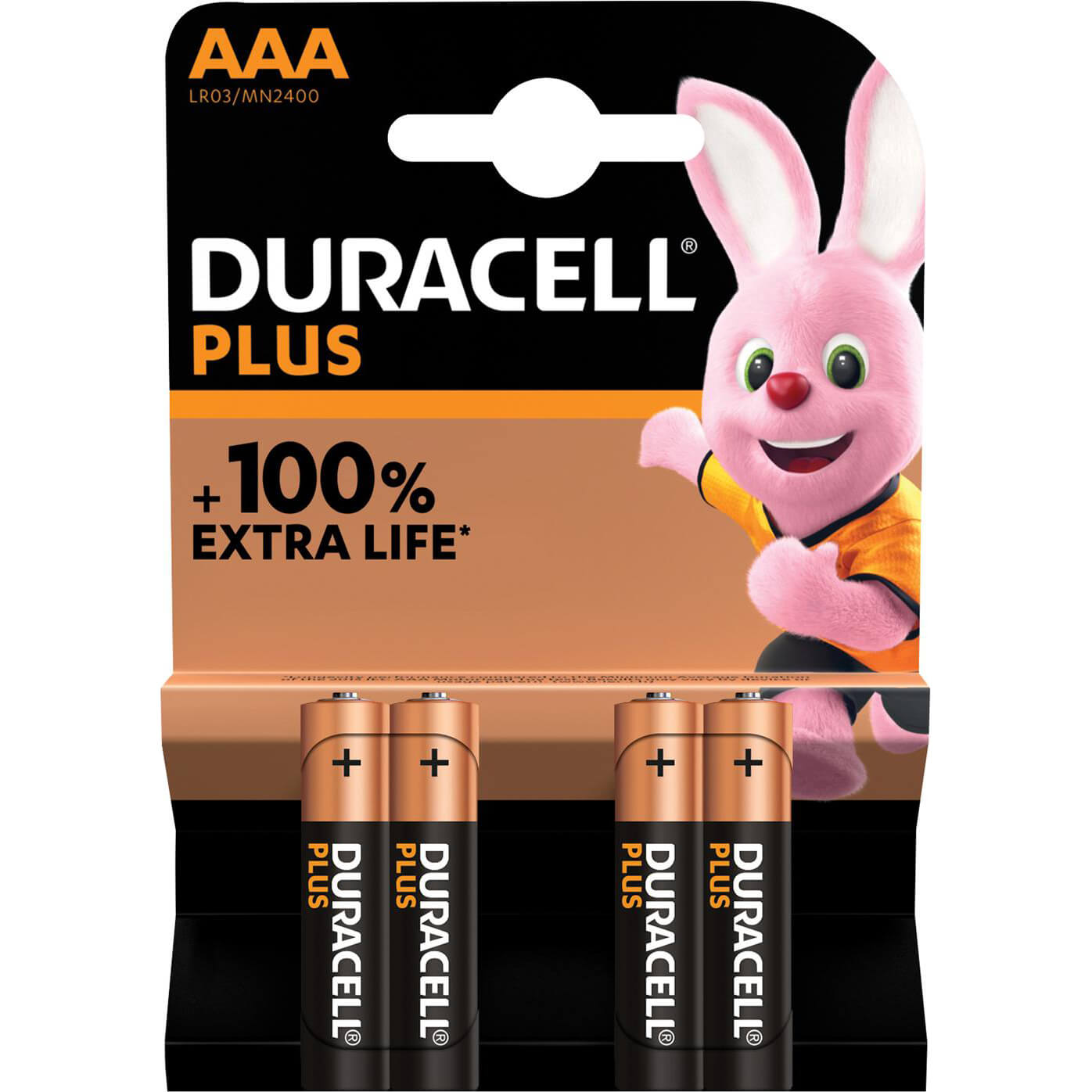 Image of Duracell AAA Cell Plus Power 100% Batteries Pack of 4