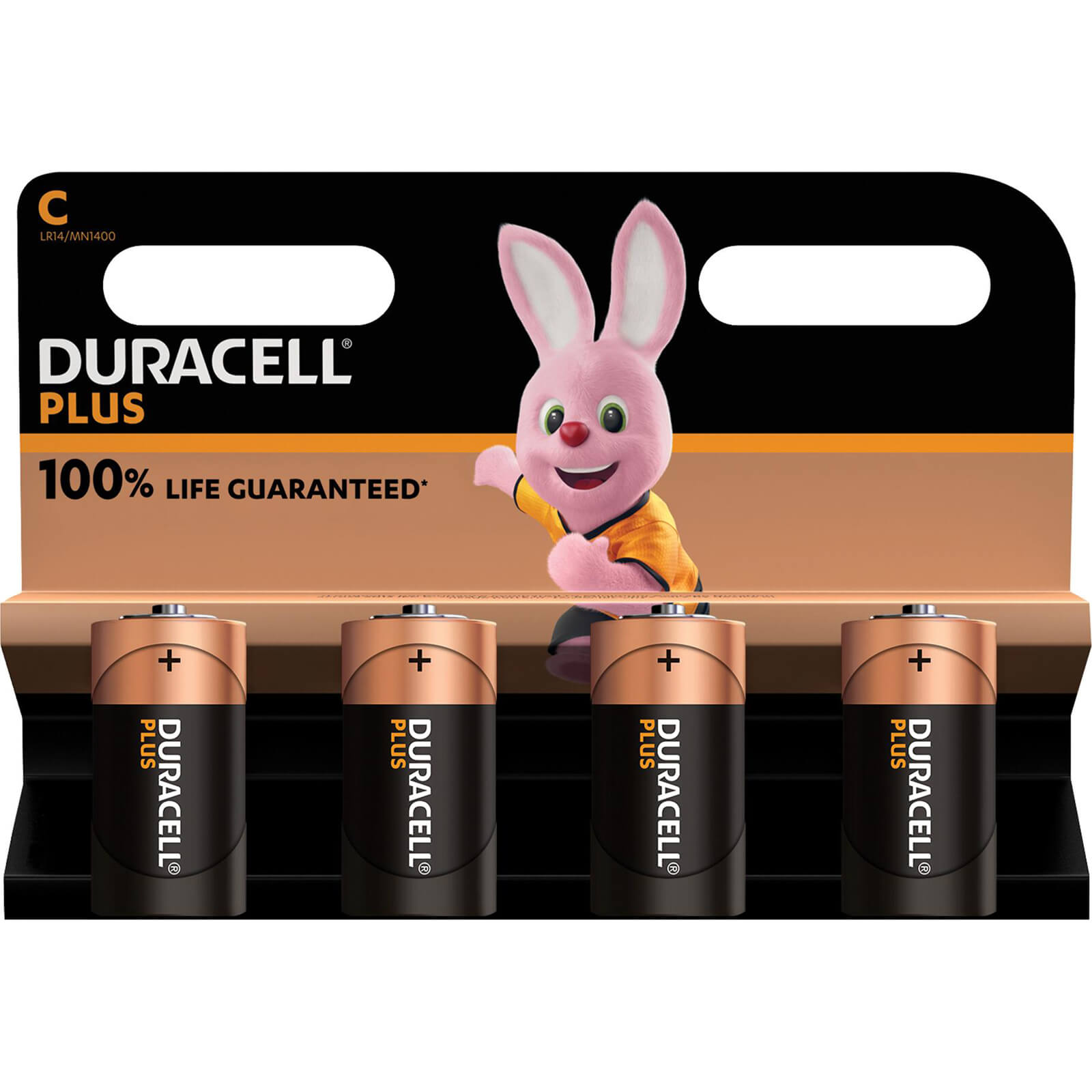 Image of Duracell C Cell Plus Power 100% Batteries Pack of 4