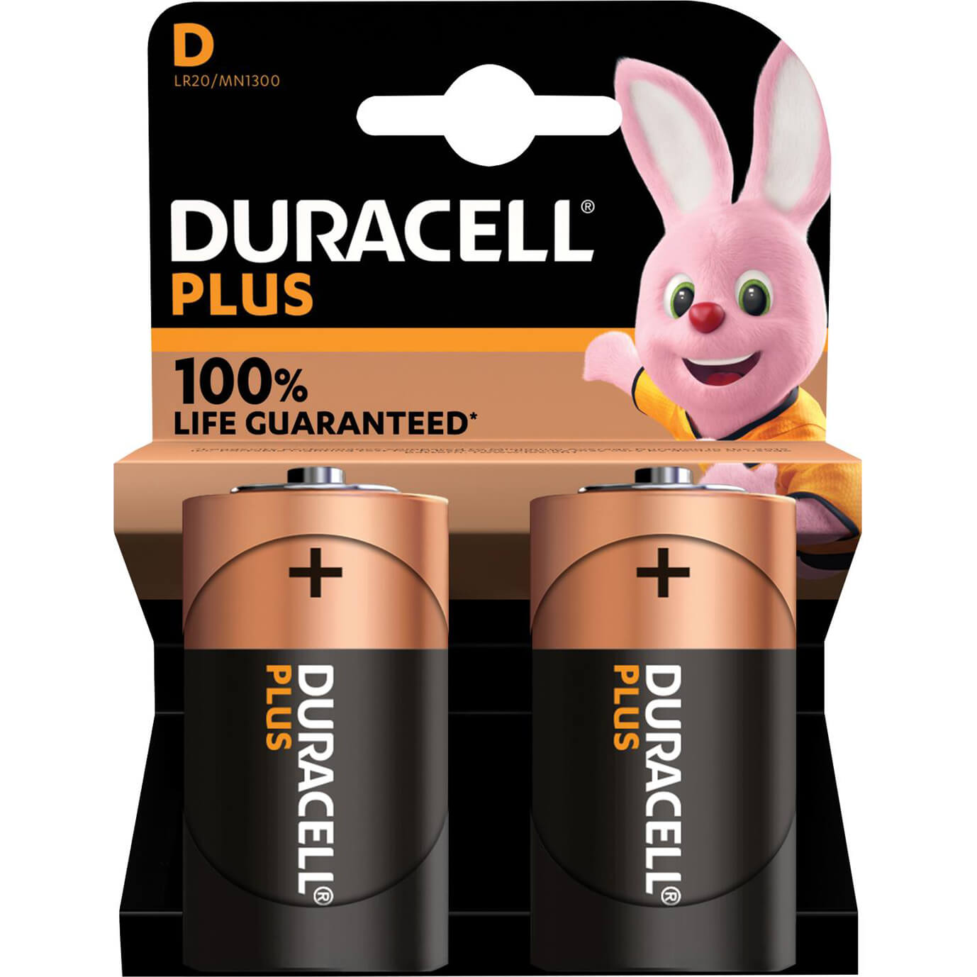 Image of Duracell D Cell Plus Power 100% Batteries Pack of 2