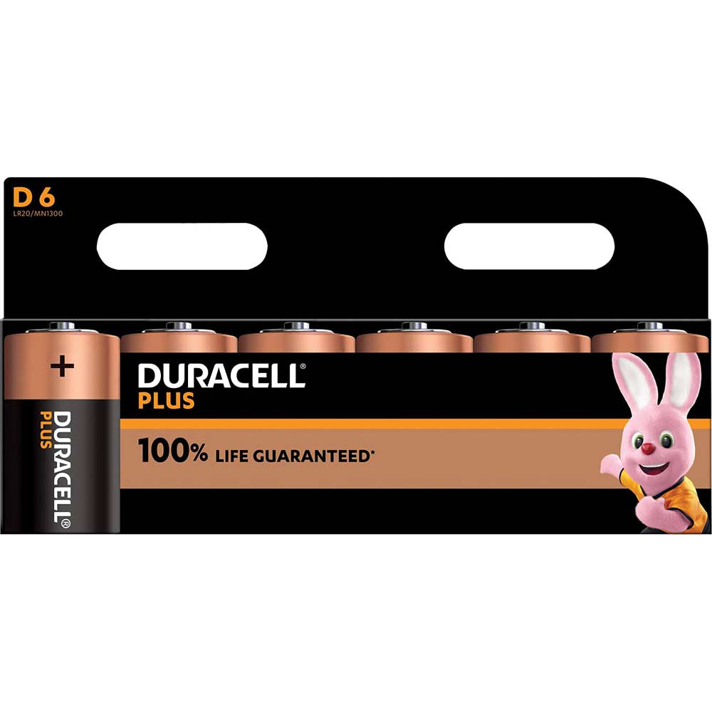 Duracell D Cell Plus Power 100% Batteries Pack of 6