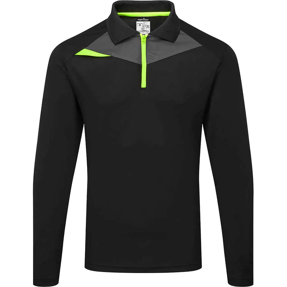 Portwest DX4 Long Sleeve Polo Shirt Black XL