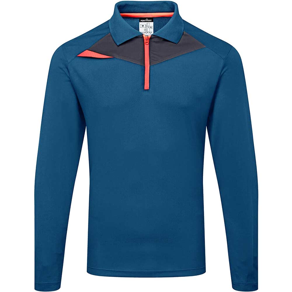 Portwest DX4 Long Sleeve Polo Shirt Metro Blue 2XL