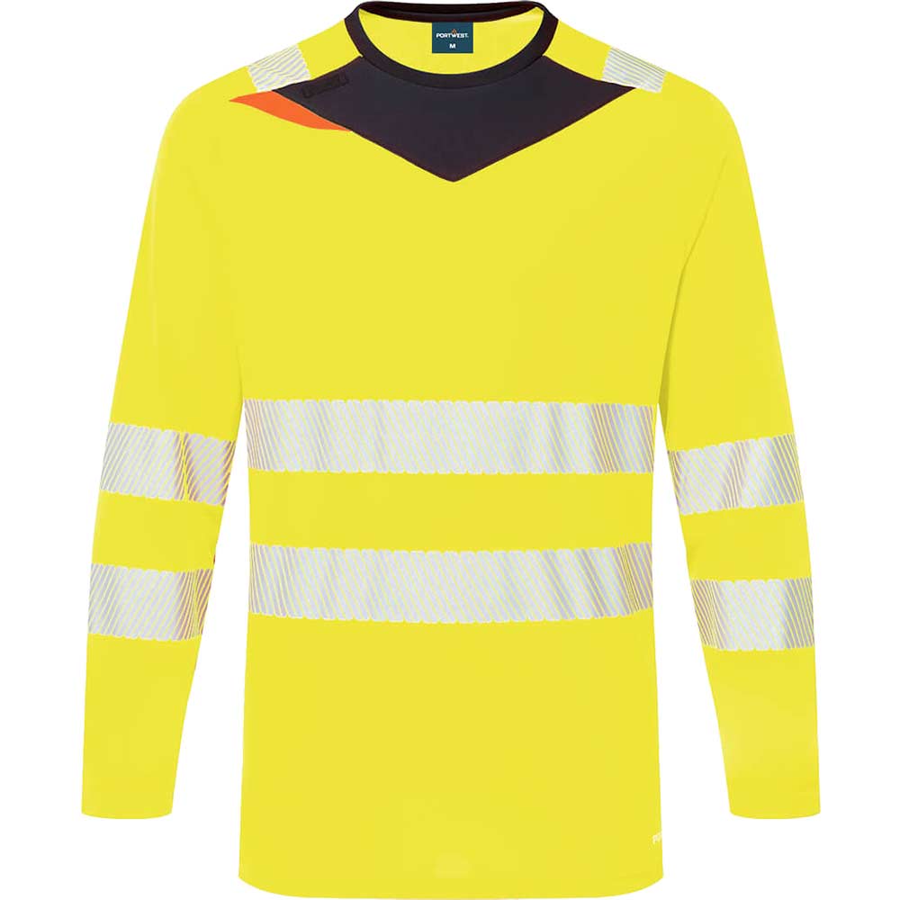 Portwest DX4 Hi Vis Long Sleeve T Shirt Yellow / Black S