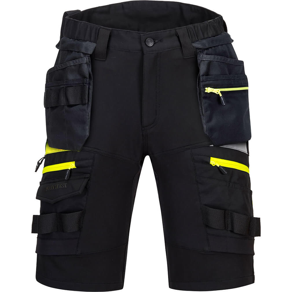 Image of Portwest DX4 Mens Detachable Holster Pocket Shorts Black 38"