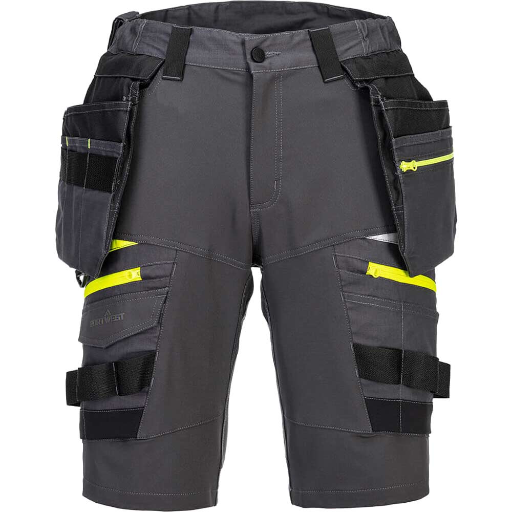 Portwest DX4 Mens Detachable Holster Pocket Shorts Metal Grey 42