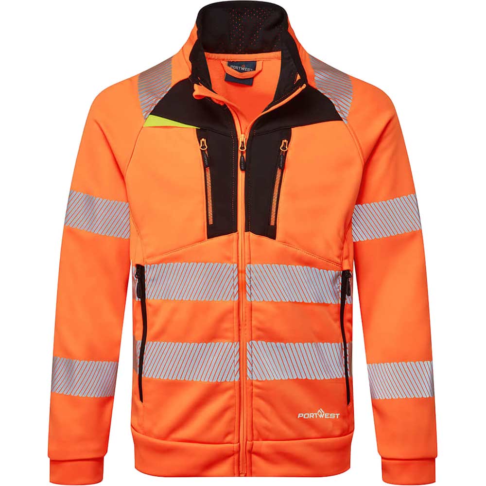 Portwest DX4 Hi Vis Funnel Neck Zipped Sweatshirt Orange / Black 2XL