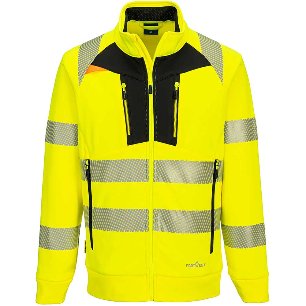 Portwest DX4 Hi Vis Funnel Neck Zipped Sweatshirt Yellow / Black M