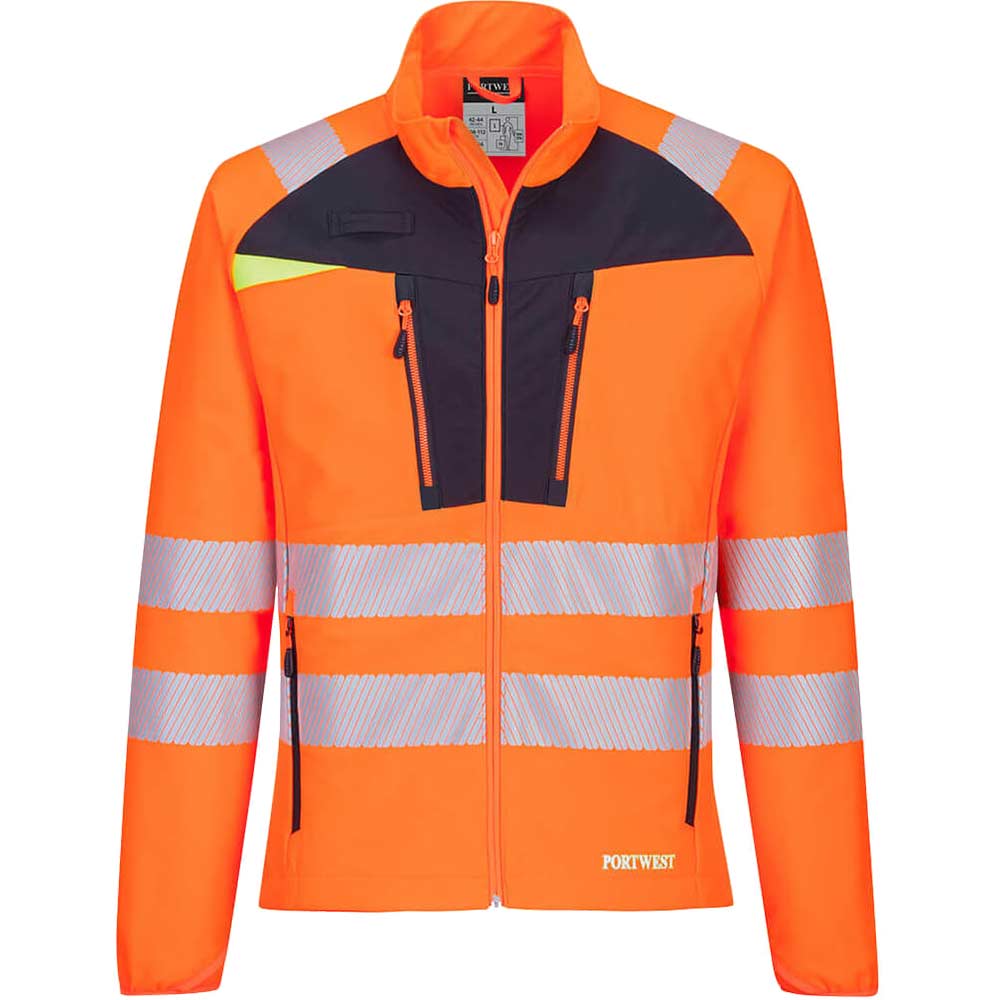 Portwest DX4 Mens Hi Vis Zip Pocket Baselayer Top Orange / Black 3XL