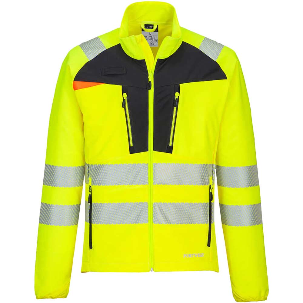 Portwest DX4 Mens Hi Vis Zip Pocket Baselayer Top Yellow / Black S