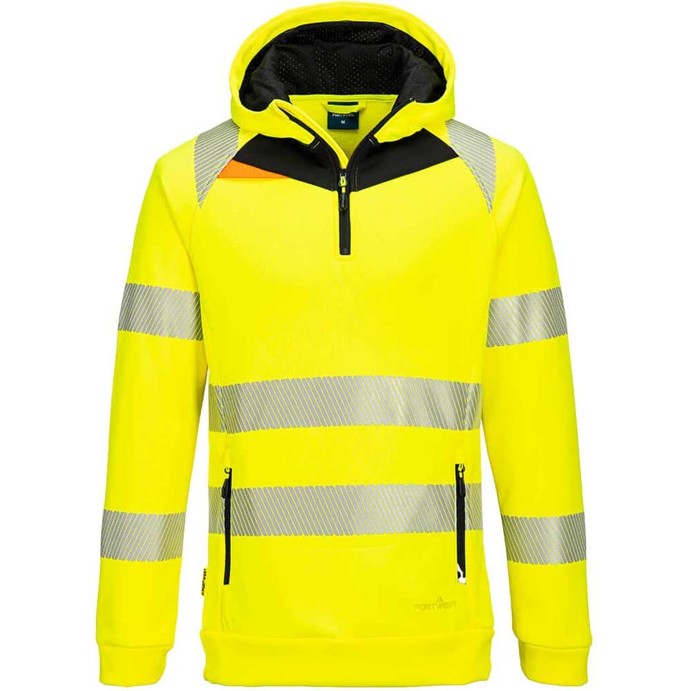 Portwest DX4 Hi Vis 1/4 Zip Hoodie Yellow / Black S