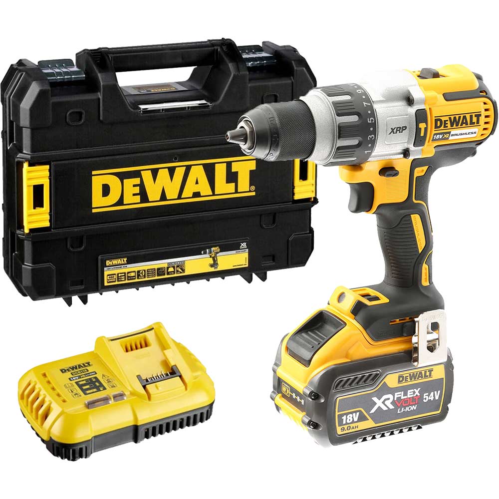 DeWalt DCD996 18v XR Cordless Brushless Combi Drill 1 x 9ah Li-ion Battery Charger Case