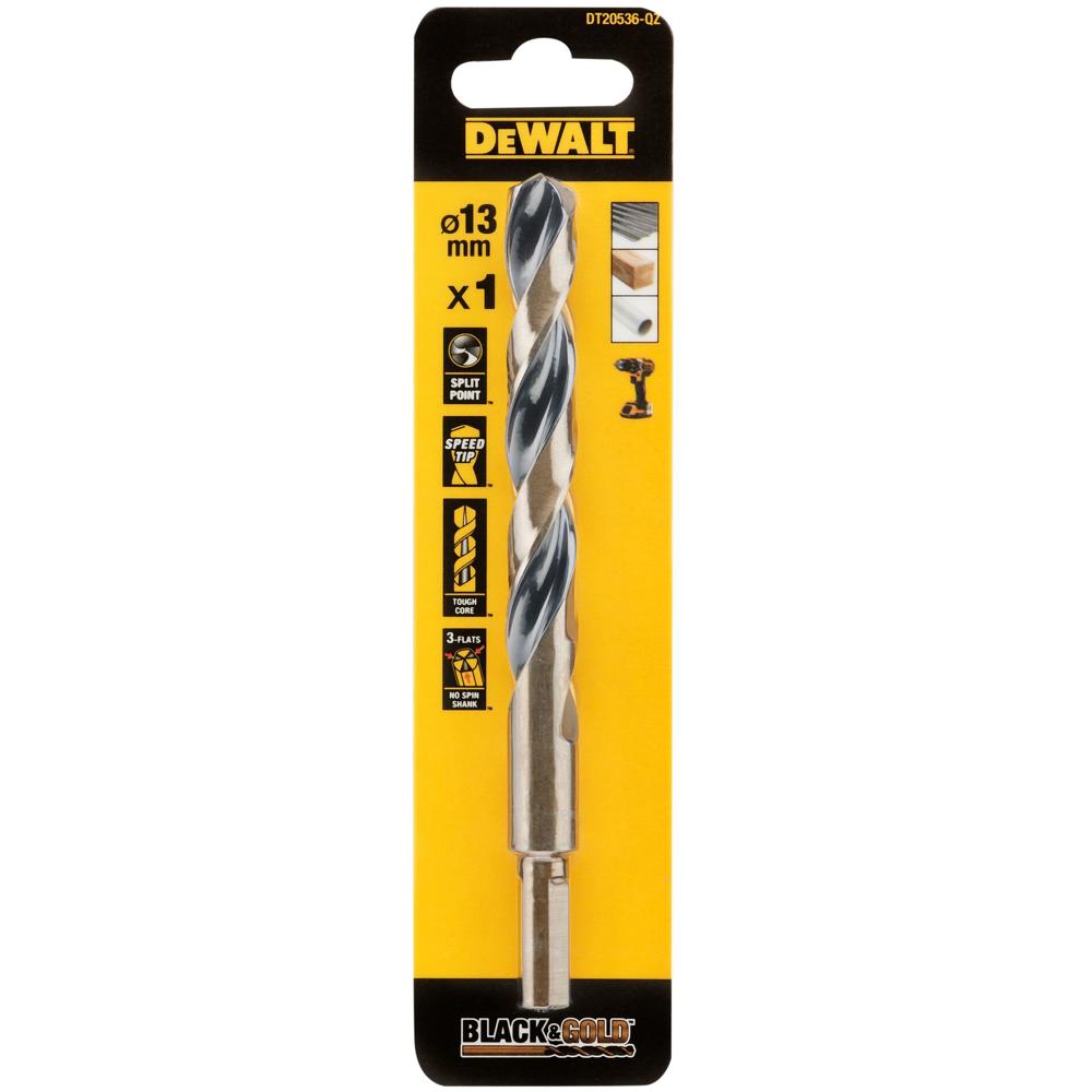 Dewalt Black and Gold HSS Drill Bit 13mm Pack of 1