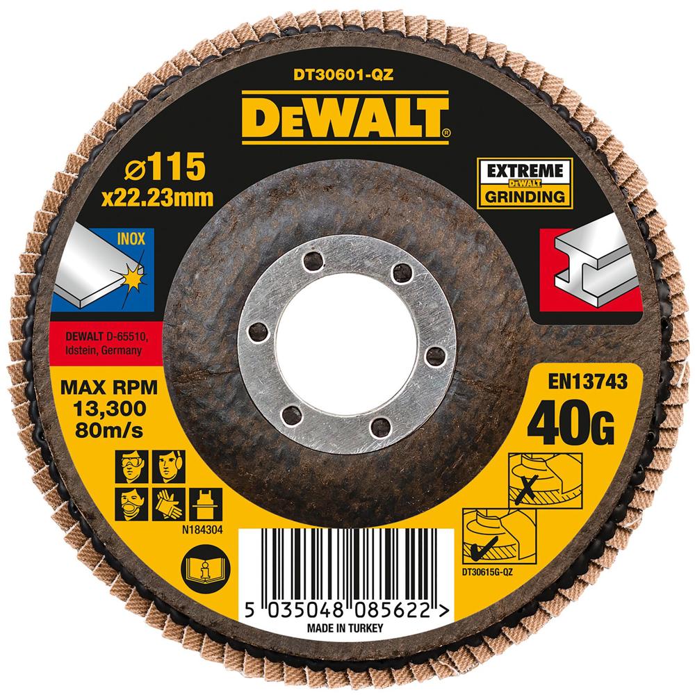 Dewalt Extreme Zirconium Oxide Flap Disc 115mm 40g Pack Of 1