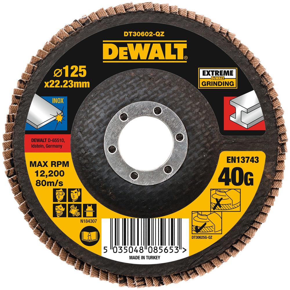 Dewalt Extreme Zirconium Oxide Flap Disc 125mm 40g Pack Of 1