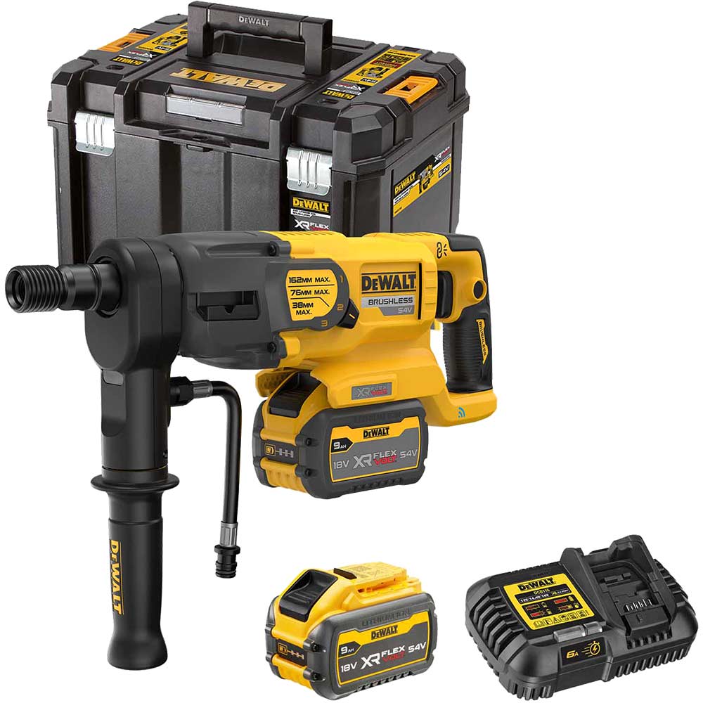 DeWalt DCD150 54v XR Flexvolt Cordless Diamond Core Drill 2 x 9ah Li-ion Battery Charger Case