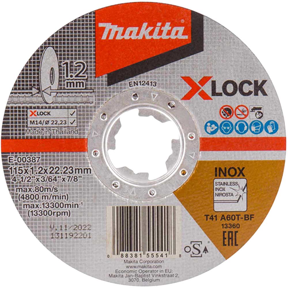Image of Makita X Lock A60T Metal Cutting Disc 115mm 1.2mm 22mm
