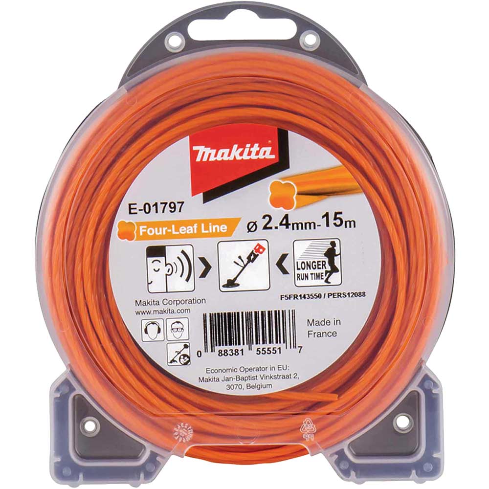 Makita Four Leaf Nylon Grass Trimmer Cord 2.4mm 15m