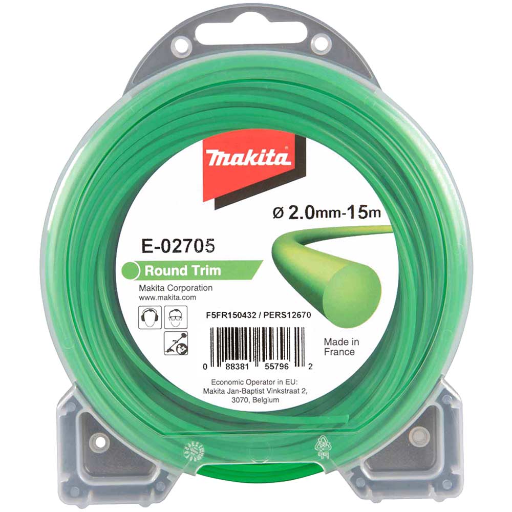 Click to view product details and reviews for Makita Green Nylon Round Grass Trimmer Line 2mm 15m.
