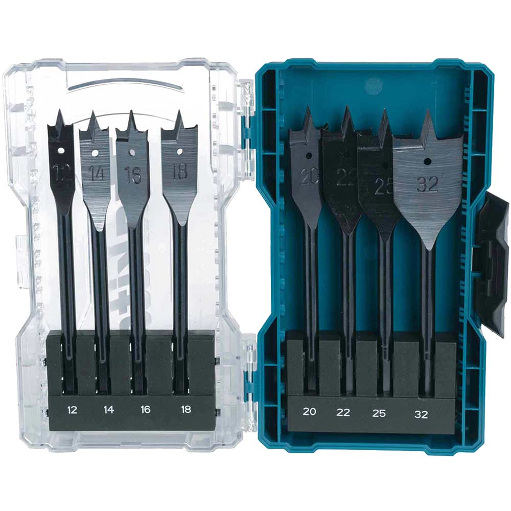 8 Piece Flat Spade Wood Drill Bit Set