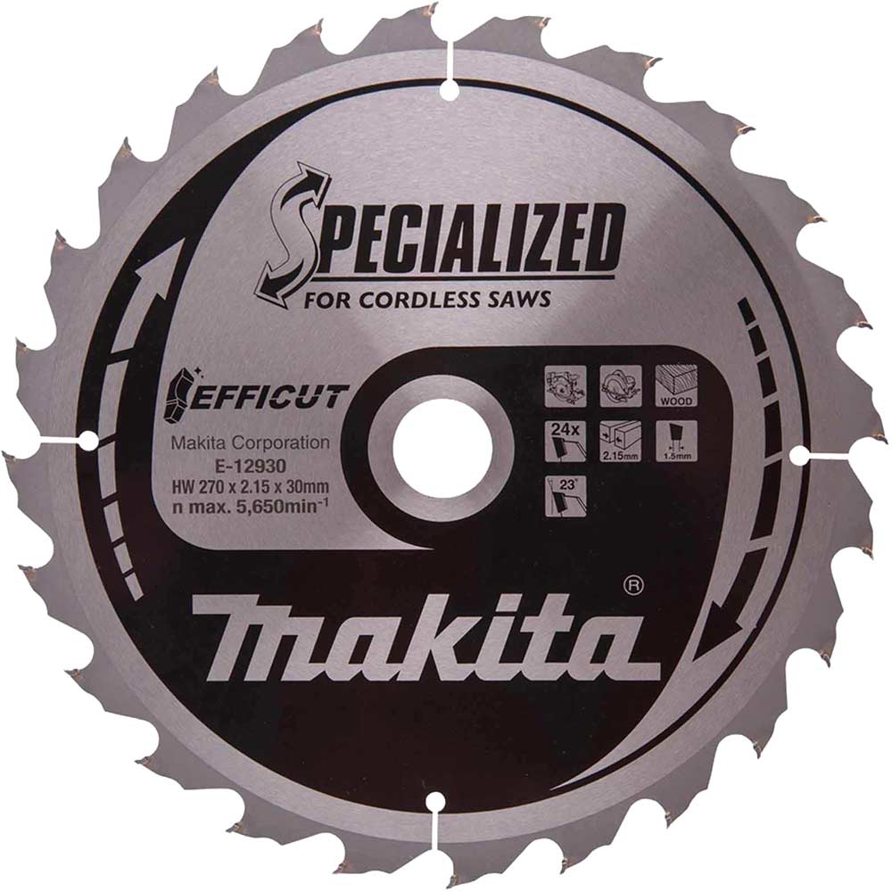 Makita SPECIALIZED Efficut Wood Cutting Saw Blade 270mm 24T 30mm in UK Specification