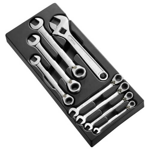 Image of Expert by Facom 7 Piece Ratchet Combination Spanner Set in Tray Module