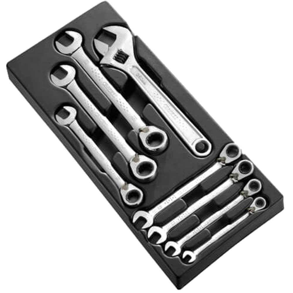 Image of Expert by Facom 7 Piece Ratchet Combination Spanner Set in Tray Module